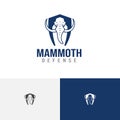Big Mammoth Elephant Shield Strong Defense Logo Template