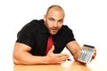 Big man with calculator Royalty Free Stock Photo