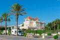 Big mansion, holiday house in front the beach Royalty Free Stock Photo