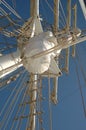 Big mast and and ropes of the of a big clasic sailship Royalty Free Stock Photo