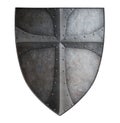 Big medieval crusader's metal shield isolated 3d illustration Royalty Free Stock Photo