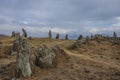 Big megalithic menhirs of Zorats Karer (Carahunge) - prehistory Royalty Free Stock Photo