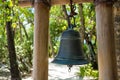 Big metal bell near restaurant entrance at tropical island Royalty Free Stock Photo