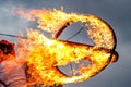 Big metal fireball on fireshow