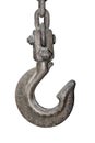 Big metal hook with chain isolated on white background Royalty Free Stock Photo