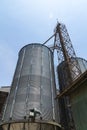 Big metal silo agricultural granary