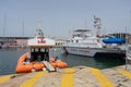 Big military boat in Cagliari city Harbour
