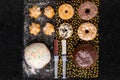 Big and mini donuts with stuffed choux Royalty Free Stock Photo