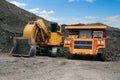 Big mining truck and excavator Royalty Free Stock Photo