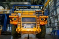 Big mining truck in the production shop of the car factory. Royalty Free Stock Photo