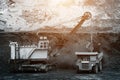 Big mining truck unload coal Royalty Free Stock Photo