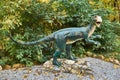 Big model prehistoric dinosaur Heterodontosaurus in nature