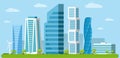 Big Modern City Landscape. Vector Illustration Of Urban Skyscraper Buildings