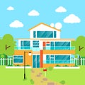 Big modern villa house flat design vector