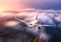 Passenger airplane mith motion blur effect Royalty Free Stock Photo