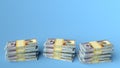 Big money stacks from dollars with blank background. Dollar finance conceptual