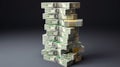 Big money stacks from dollars. dollar finance conceptual, Generative AI