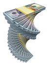 Big money stacks from dollars isolated. Dollar finance conceptual