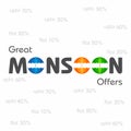 Big Monsoon sale banner for different discounts Royalty Free Stock Photo
