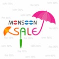 Big Monsoon sale banner for different discounts Royalty Free Stock Photo