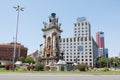 Big Monument in Espanya Square - Fountain in Classical Style by Jujol, Barcelona, Spain