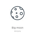 Big moon icon. Thin linear big moon outline icon isolated on white background from astronomy collection. Line vector sign, symbol Royalty Free Stock Photo