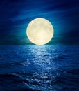 Big moon over night sea Royalty Free Stock Photo