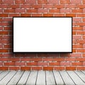 Movie screen in brick room
