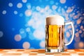 Big mug beer oktoberfest table. Generate Ai Royalty Free Stock Photo