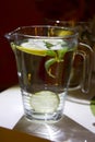 Big mug of fresh water with lemon Royalty Free Stock Photo