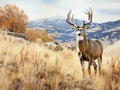 Big mule deer buck in rut Royalty Free Stock Photo