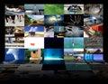 Big multimedia video wall widescreen Web streaming Royalty Free Stock Photo