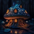 A big mushroom tree house of magical world Royalty Free Stock Photo