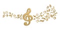 Big music symbols and music notes.3D illustration. Royalty Free Stock Photo