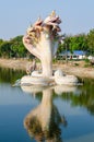 Big Naga Statue In Lake At Wat Ban Rai