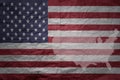 big national flag and map of united states of america on a grunge old paper texture background Royalty Free Stock Photo