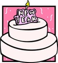 big new year cake vector illustration