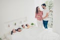 Big nice beautiful adorable adoptive lovely family, six people, Royalty Free Stock Photo