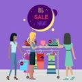 Big Night Sale in Fashionable Boutique. Vector