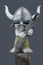 Norwegian troll with viking helmet Royalty Free Stock Photo