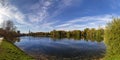 Big Novodevichy pond on a sunny autumn day near the Novodevichy convent Bogoroditse-Smolensky monastery. Moscow, Russia Royalty Free Stock Photo