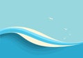 Big ocean waves .Vector seascape with sky background for text