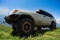 Big Off Road Vehicle Overlanding In Mountains Royalty Free Stock Photo