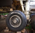 Big Old Aircraft Overhaul in Airplane Junkyard. Aircraft Being Dismantle To Its Component Royalty Free Stock Photo