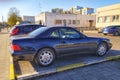 Old classic Mercedes Benz coupe black private car parked