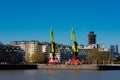 Big old cranes in Puerto Madero neighborhood waterfront Royalty Free Stock Photo