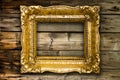 Old Gold Picture Frame on wood wall Royalty Free Stock Photo