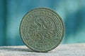 Big old green copper coin with eagle Royalty Free Stock Photo
