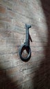 Big old Key on Wall background castle firewall safety Royalty Free Stock Photo