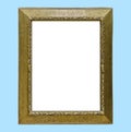 Big old luxury antique golden frame isolated on blue background Royalty Free Stock Photo